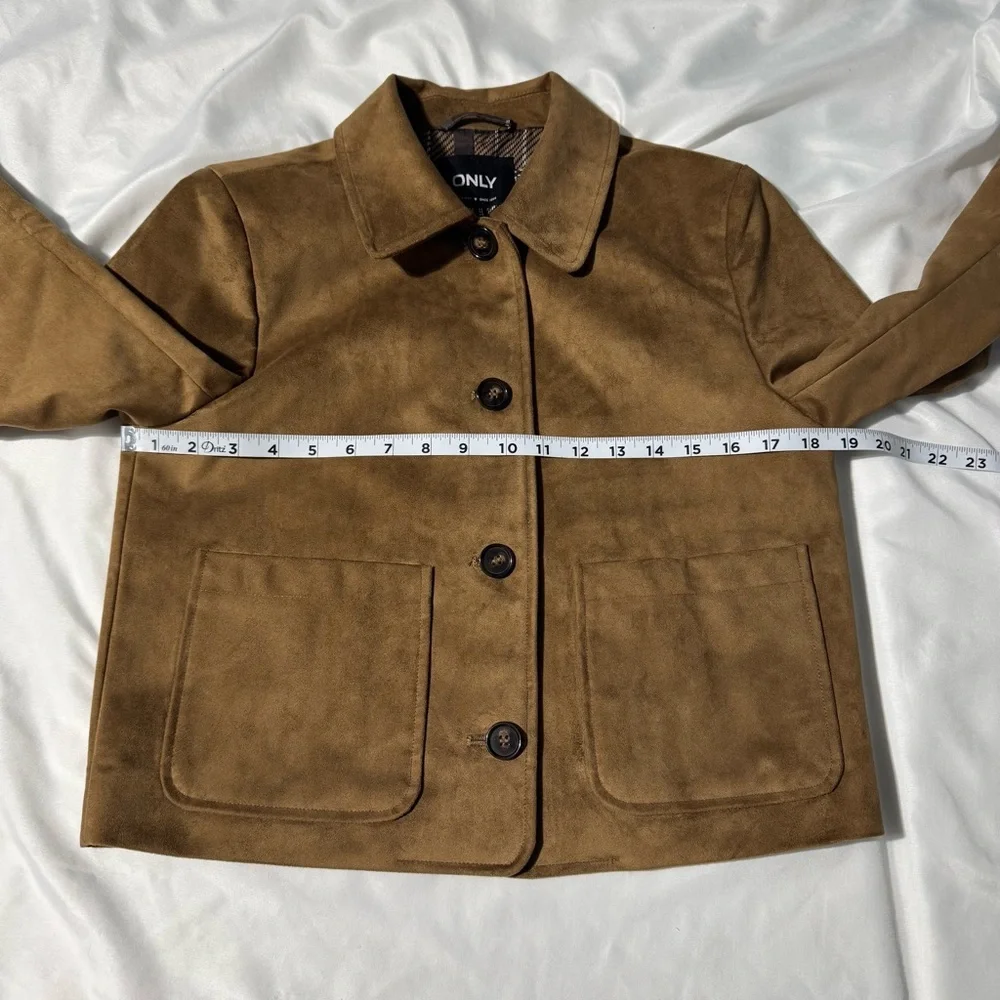 ONLY Faux Suede Jacket – Size XS – Brown Cropped Button Front Capsule Wardeobe - Picture 5 of 10